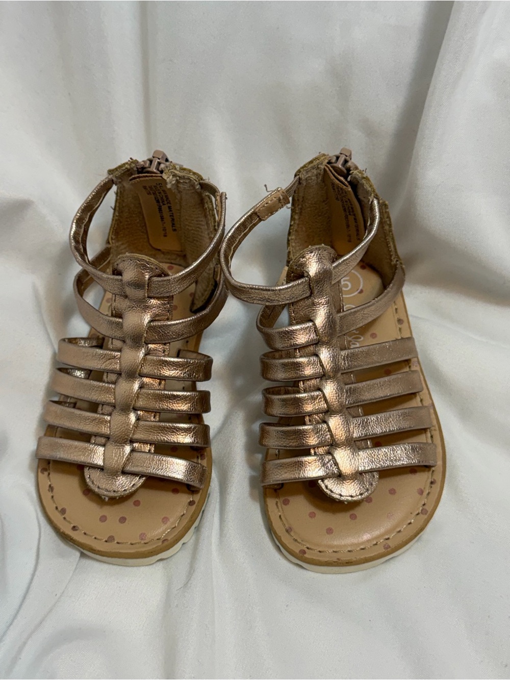 Cat & Jack Girls Metallic Rose Gold Gladiator Sandals
